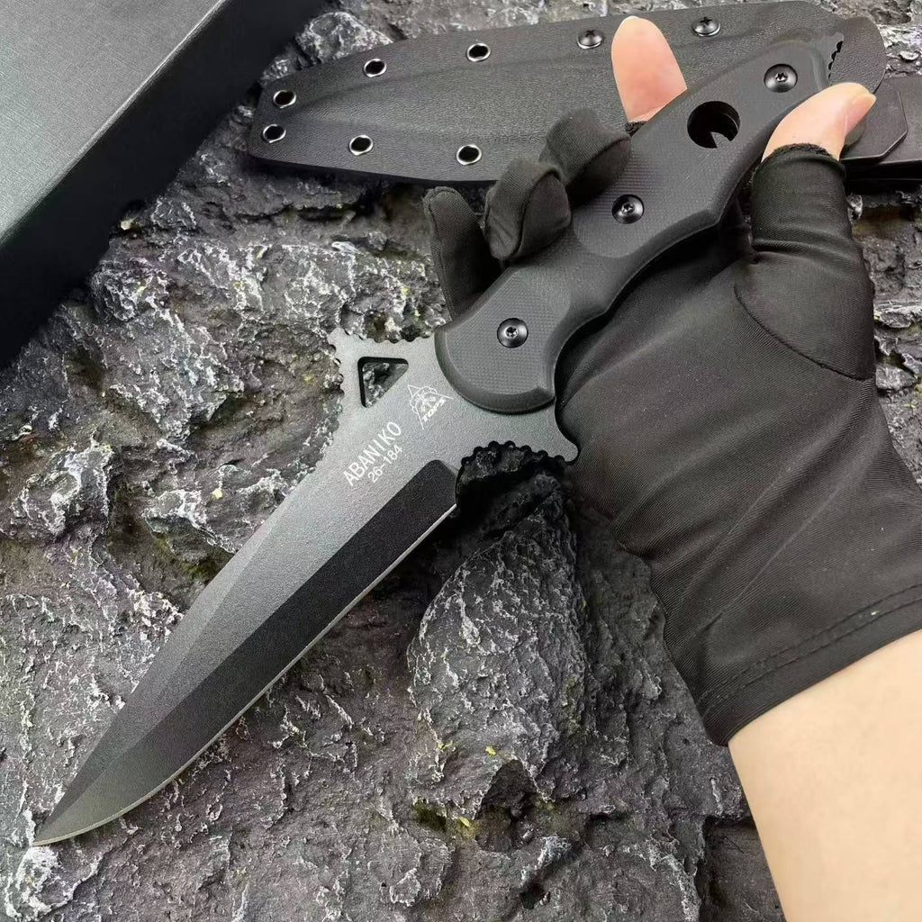 Abaniko Fixed Blade Tactical Knife – 9CR15MOV Steel G10 Handle