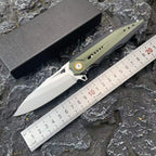 D2 Steel Folding Knife – 61-62 HRC CNC Ground Black & Green G10 Handle
