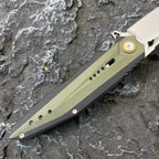 D2 Steel Folding Knife – 61-62 HRC CNC Ground Black & Green G10 Handle