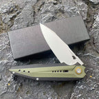 D2 Steel Folding Knife – 61-62 HRC CNC Ground Black & Green G10 Handle