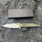 D2 Steel Folding Knife – 61-62 HRC CNC Ground Black & Green G10 Handle