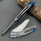 Premium Folding Knife 8CR14 Blade Aluminum Carbon Fiber Handle