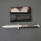 Classic Stiletto Folding Knife 8CR14MOV Blade Acrylic/Ebony Wood Handle
