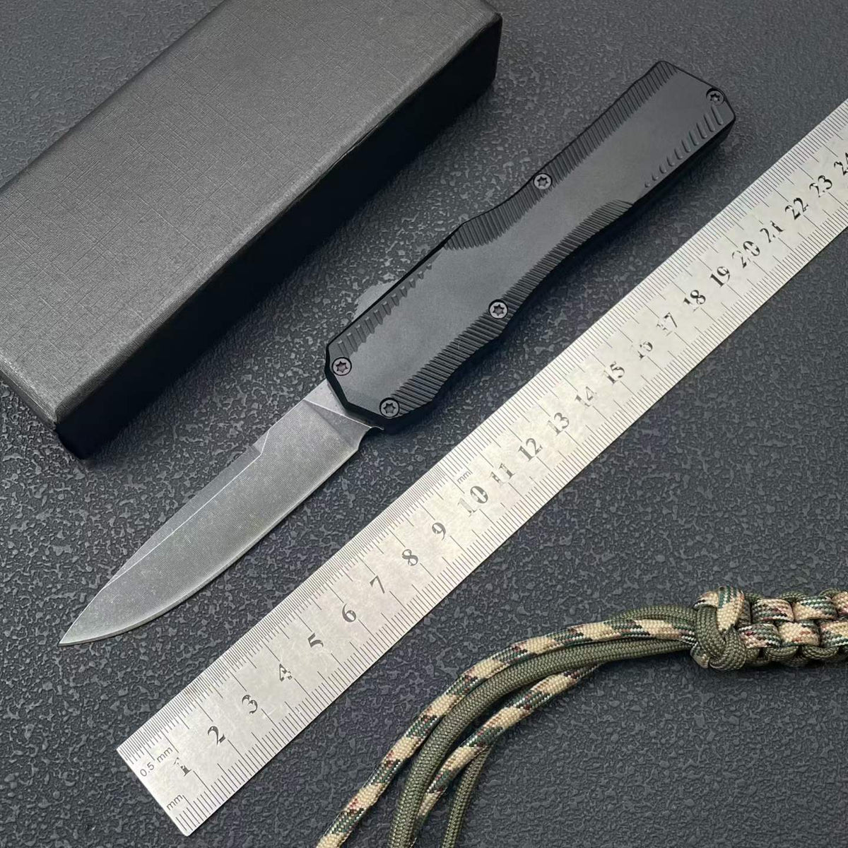 Black Tactical Knife 5GR13 Blade Aluminum Alloy Handle