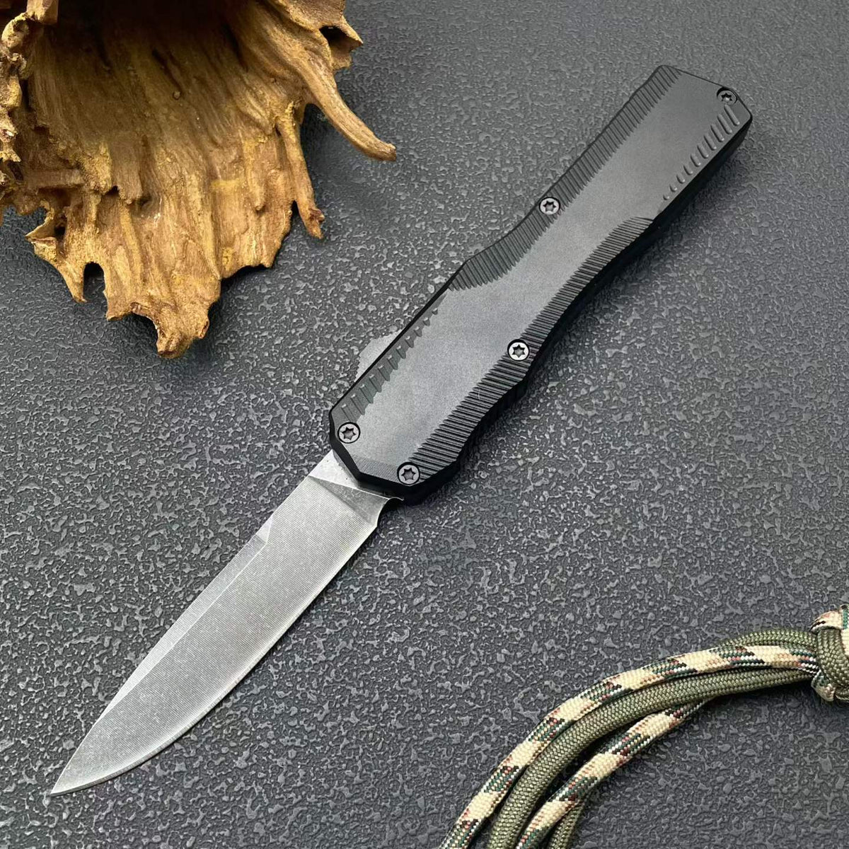 Black Tactical Knife 5GR13 Blade Aluminum Alloy Handle