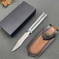 Premium Damascus Steel Folding Knife - Engraved Stainless Handle, VG10 Core