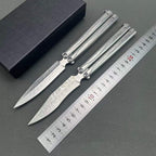 Premium Damascus Steel Folding Knife - Engraved Stainless Handle, VG10 Core
