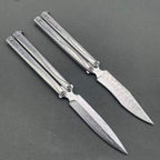 Premium Damascus Steel Folding Knife - Engraved Stainless Handle, VG10 Core