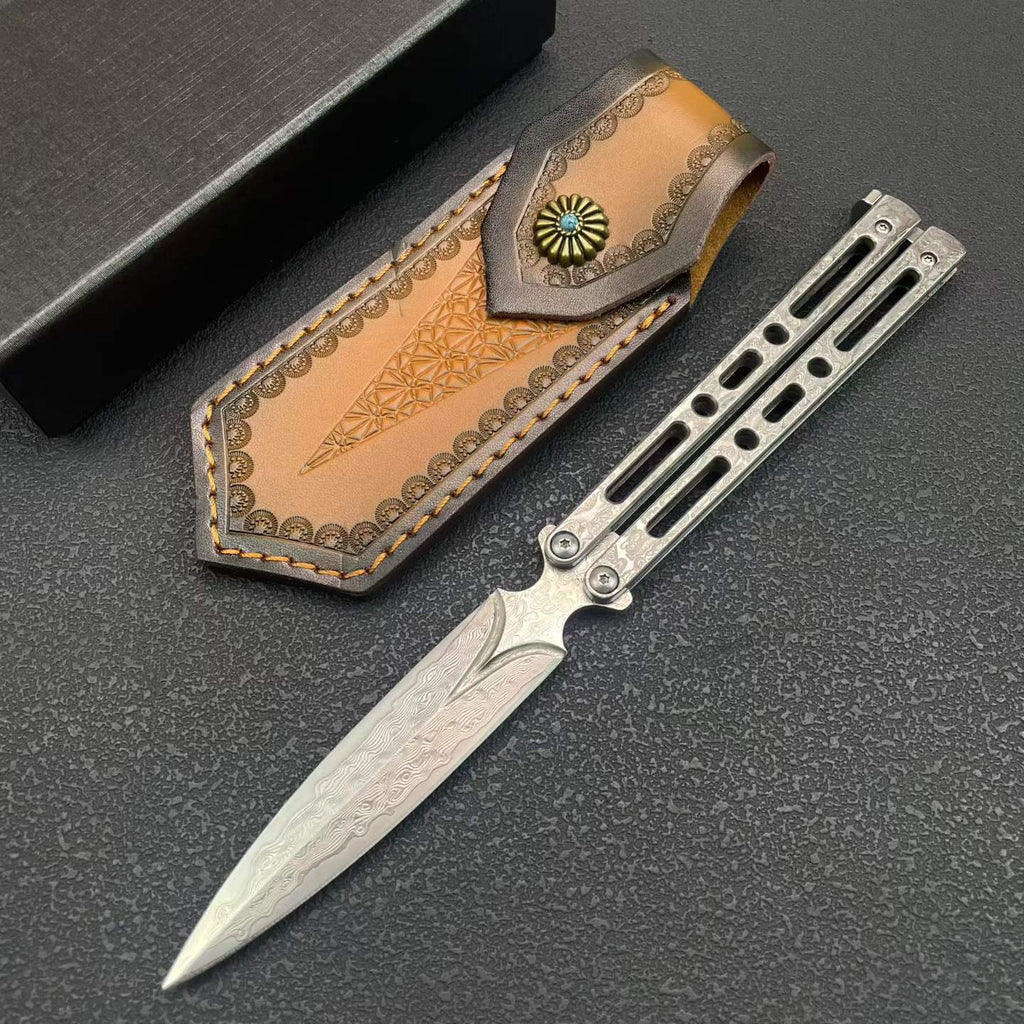 Premium Full Damascus Steel Folding Knife - 228-Layer
