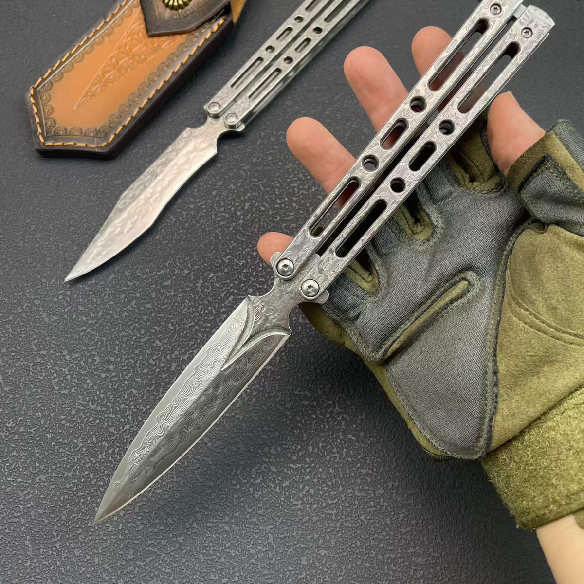 Premium Full Damascus Steel Folding Knife - 228-Layer
