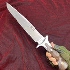 48CM Full Tang Fixed Blade Bowie Knife - 9Cr15MoV Steel, Rosewood Handle with Leather Sheath