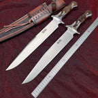 48cm full tang bowie knife with rosewood handle and leather sheath