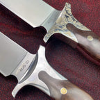 48CM Full Tang Fixed Blade Bowie Knife - 9Cr15MoV Steel, Rosewood Handle with Leather Sheath