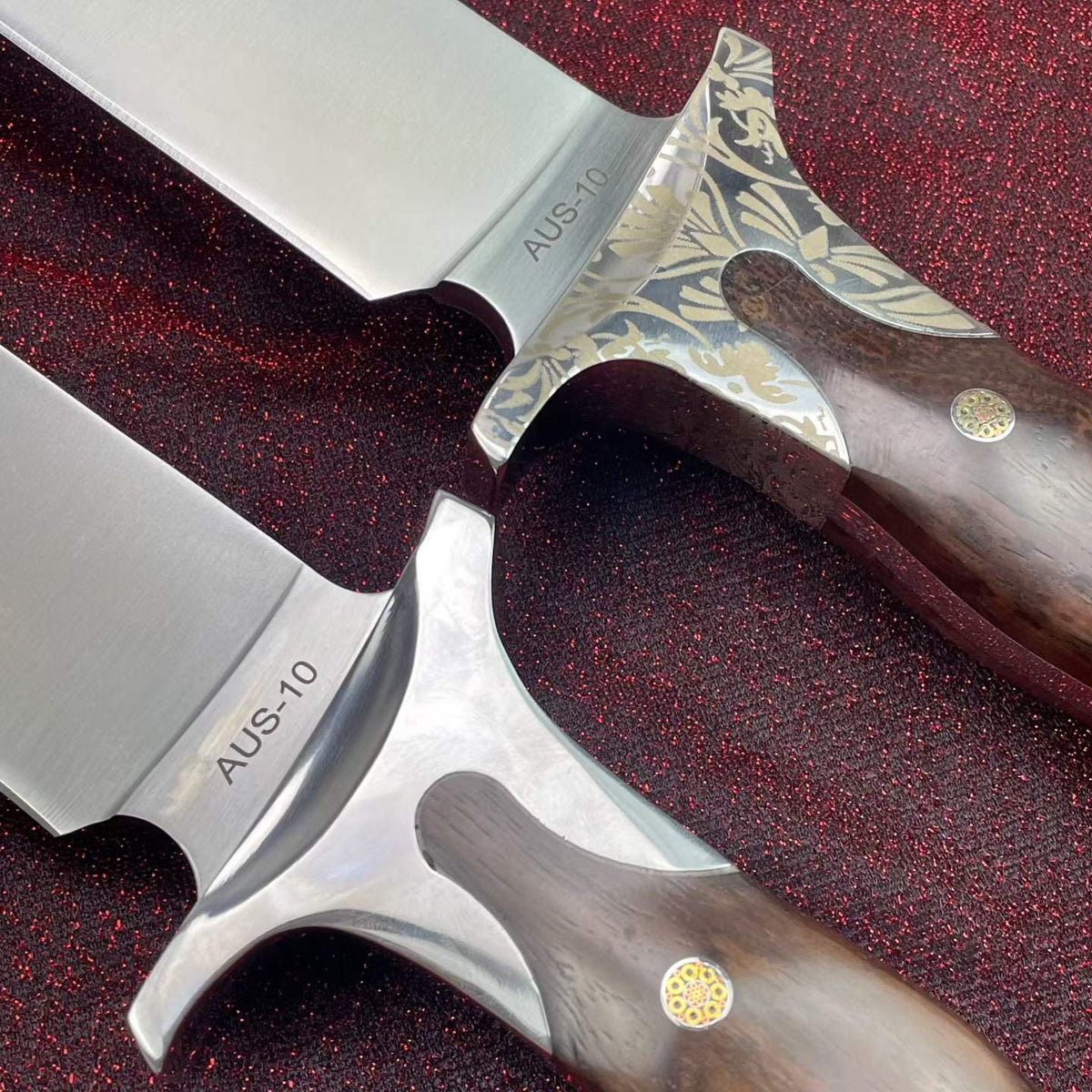 48CM Full Tang Fixed Blade Bowie Knife - 9Cr15MoV Steel, Rosewood Handle with Leather Sheath