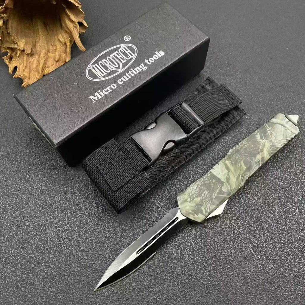 A07 Camo Tactical Knife - 8Cr14MoV Steel Blade, Camo Handle (23cm)