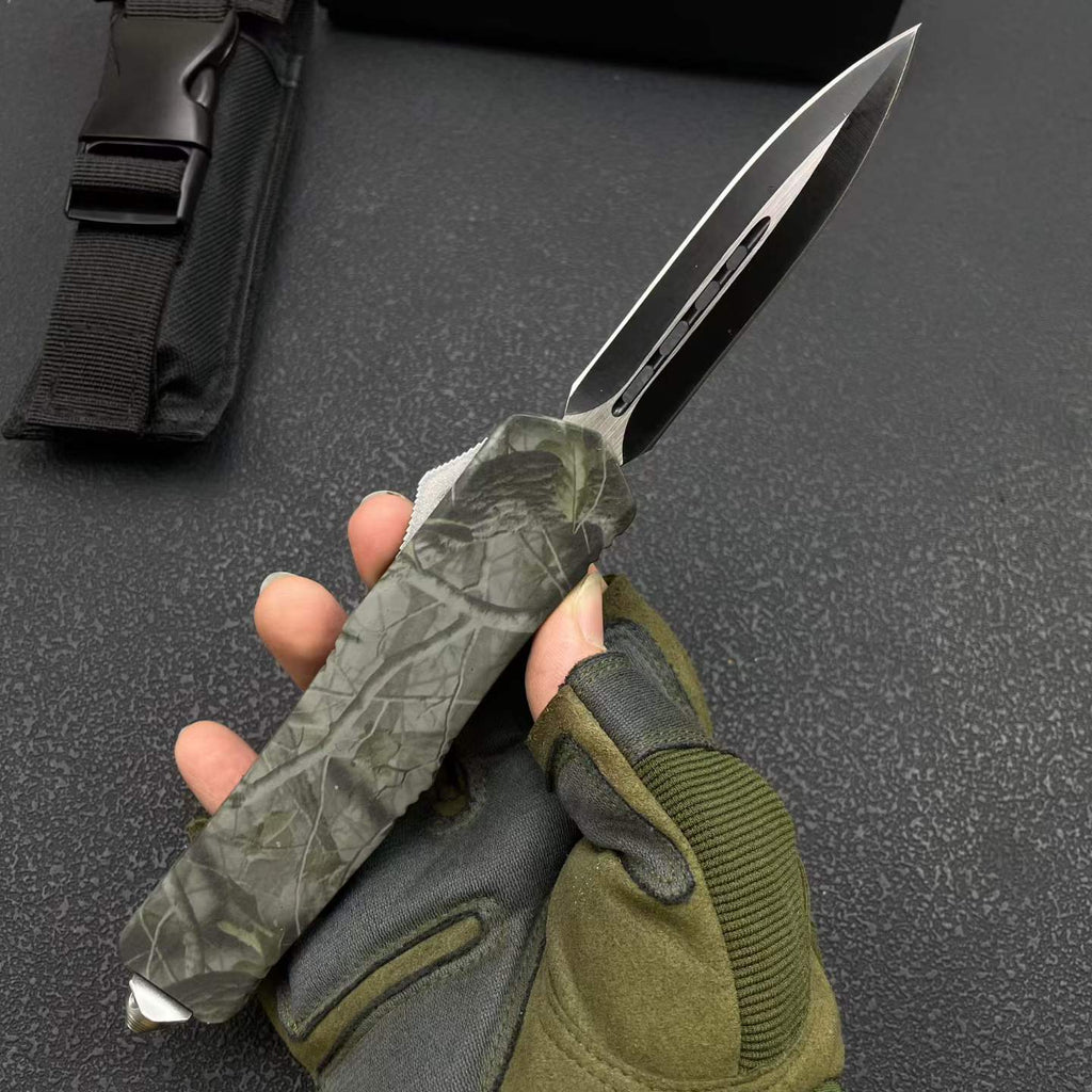 A07 Camo Tactical Knife - 8Cr14MoV Steel Blade, Camo Handle (23cm)