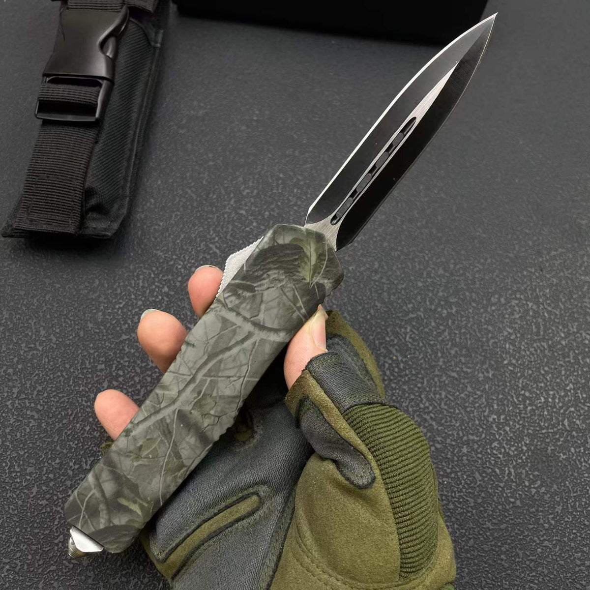 A07 Camo Tactical Knife - 8Cr14MoV Steel Blade, Camo Handle (23cm)