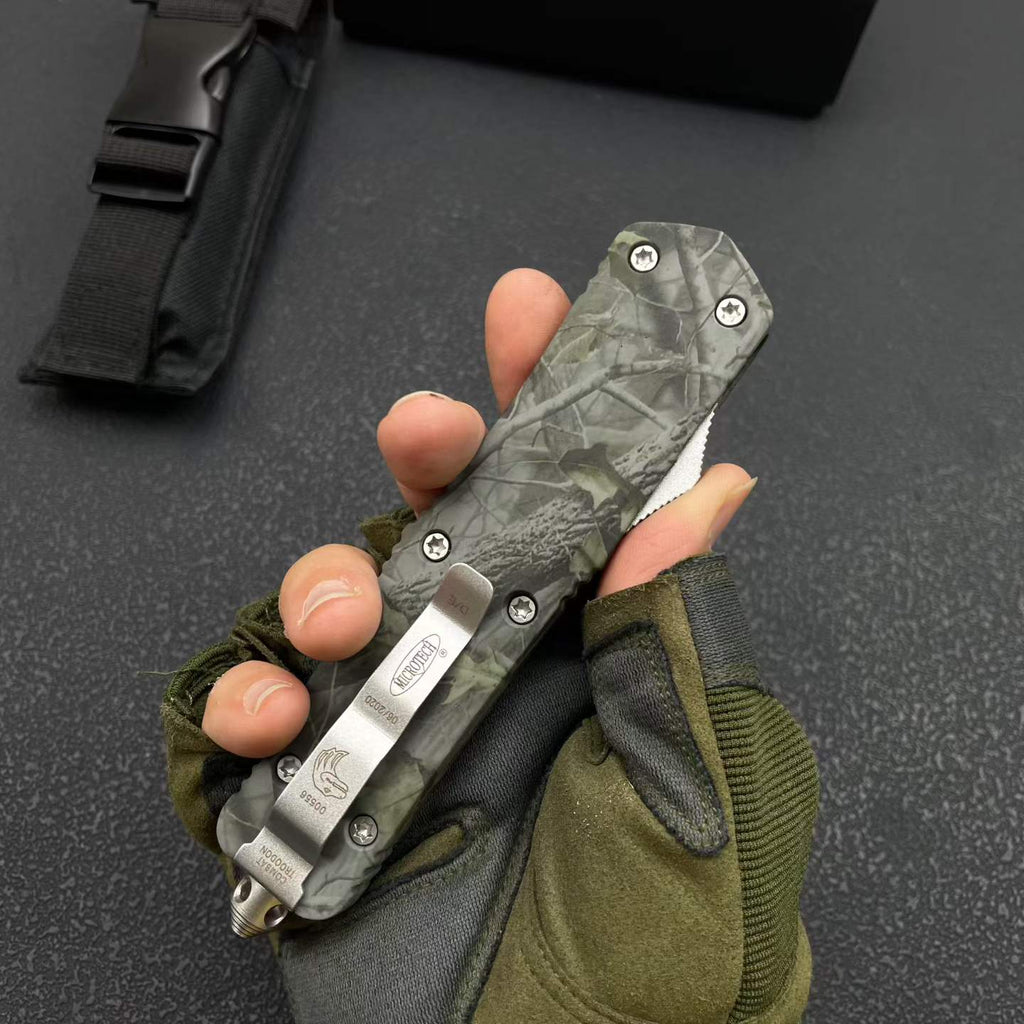 A07 Camo Tactical Knife - 8Cr14MoV Steel Blade, Camo Handle (23cm)