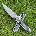 Damascus & VG10 Steel Folding Pocket Knife – Titanium & Carbon Fiber Handle