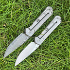 Damascus & VG10 Steel Folding Pocket Knife – Titanium & Carbon Fiber Handle