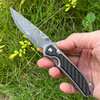 Damascus & VG10 Steel Folding Pocket Knife – Titanium & Carbon Fiber Handle