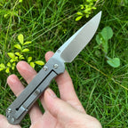 Damascus & VG10 Steel Folding Pocket Knife – Titanium & Carbon Fiber Handle