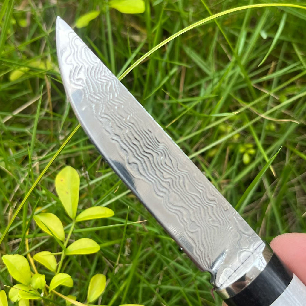 Handcrafted Damascus Steel Fixed Blade Knife – Natural Stag Antler Handle