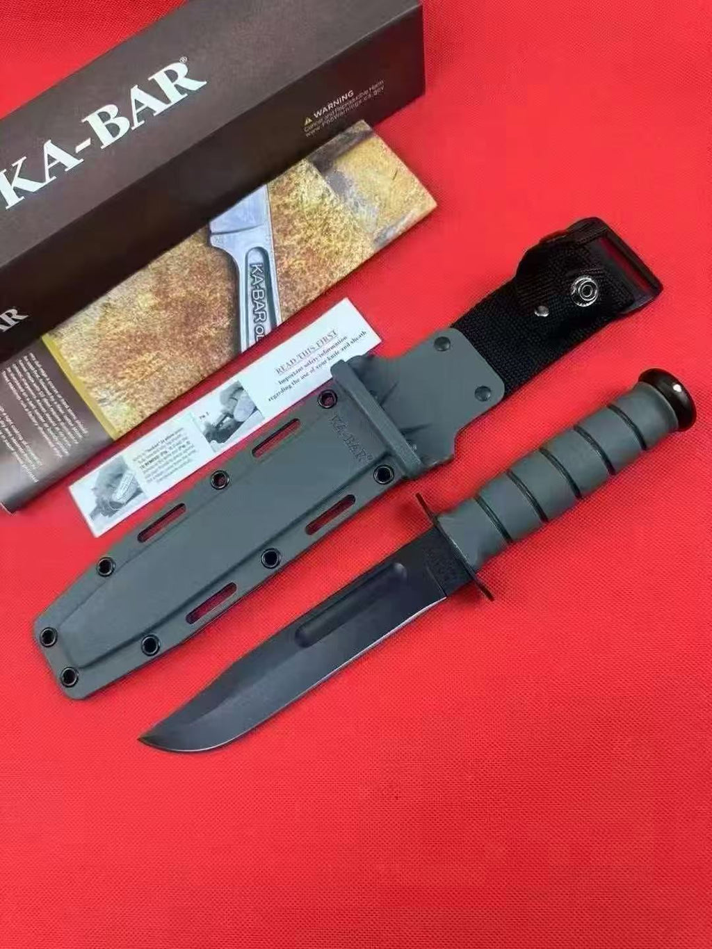 KA-BAR Fixed Blade Survival Knife – 1095 Cro-Van Carbon Steel, Zytel Handle