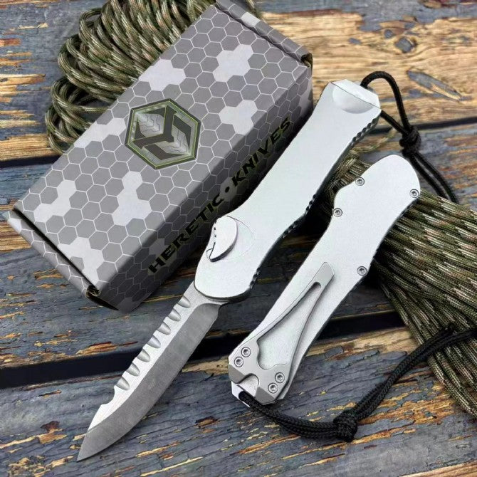 Hydra OTF Knife – M390 Steel, Aerospace Aluminum Handle, Button Lock with Safety