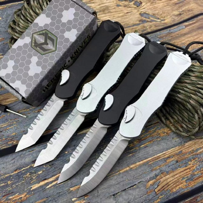 Hydra OTF Knife – M390 Steel, Aerospace Aluminum Handle, Button Lock with Safety