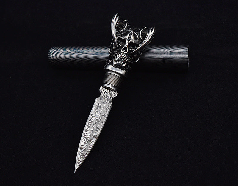 New Double Edge Damascus Steel 316 Steel Handle Hunting Knife
