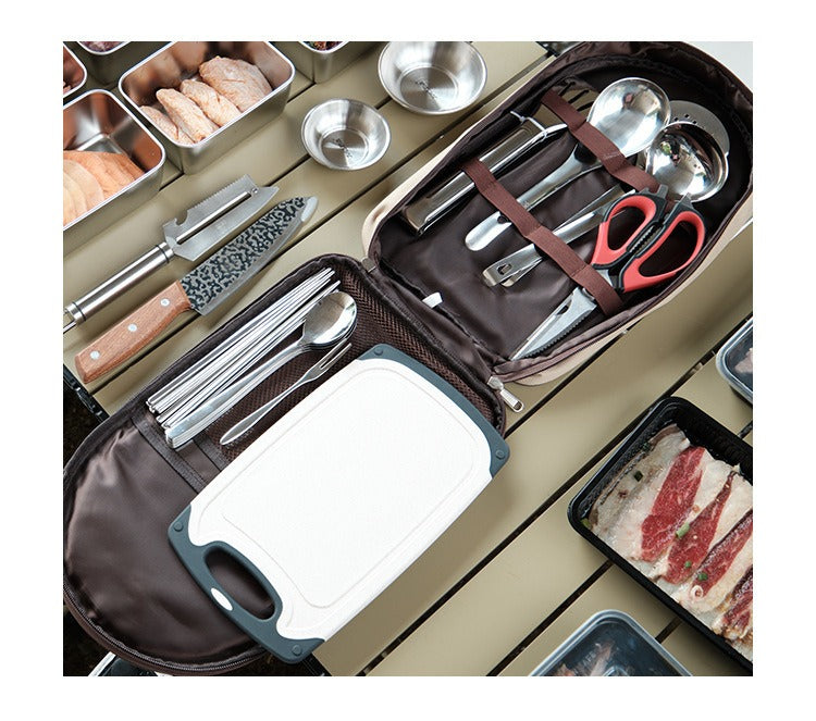 304 Stainless Steel Outdoor Cookware Set — 11-Piece Camping Kitchen Kit