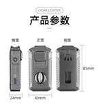 5-in-1 Triple Jet Cigar Lighter with V-Cutter Punch and Draw Tool