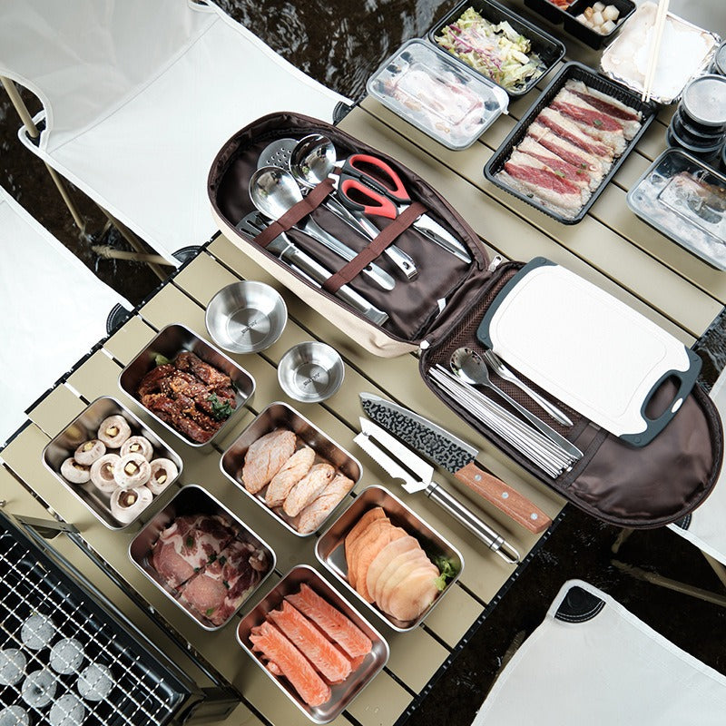 304 Stainless Steel Outdoor Cookware Set — 11-Piece Camping Kitchen Kit