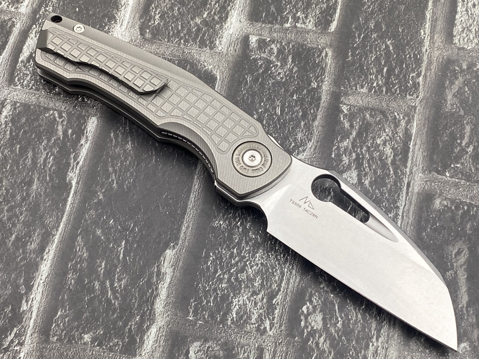 Twosun TS559 Titanium Folding Knife – 14C28N Stonewash Blade