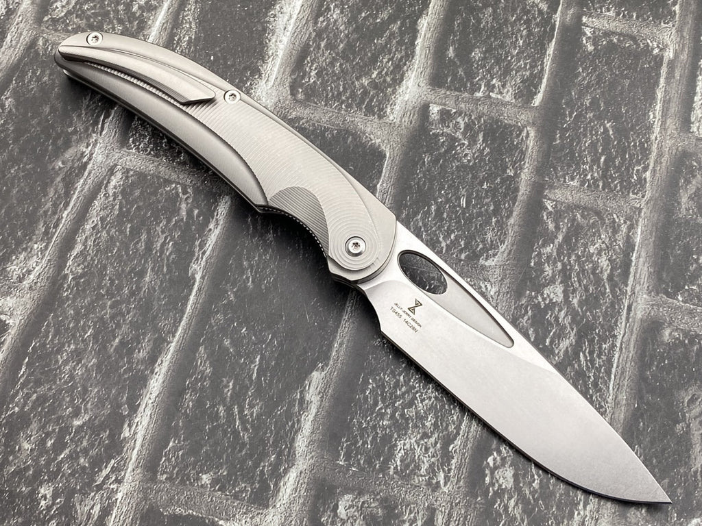 TwoSun TS455 Folding Knife – 14C28N Blade TC4 Titanium Handle