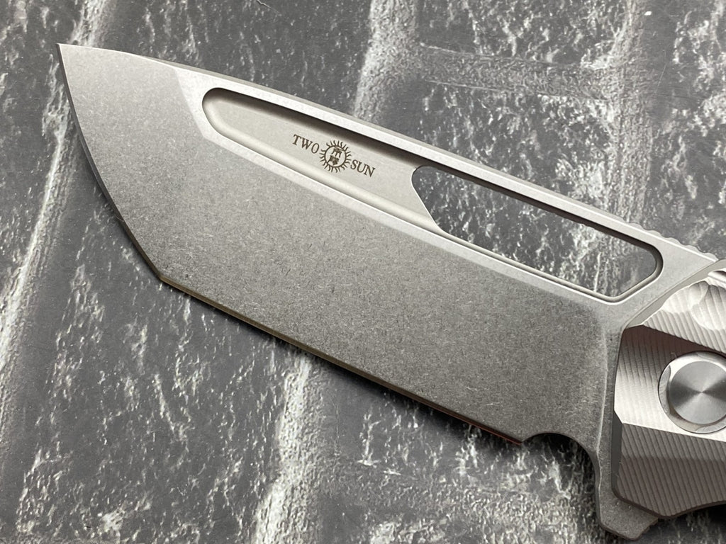 TwoSun TS490 Folding Knife – 14C28N Blade Titanium Handle