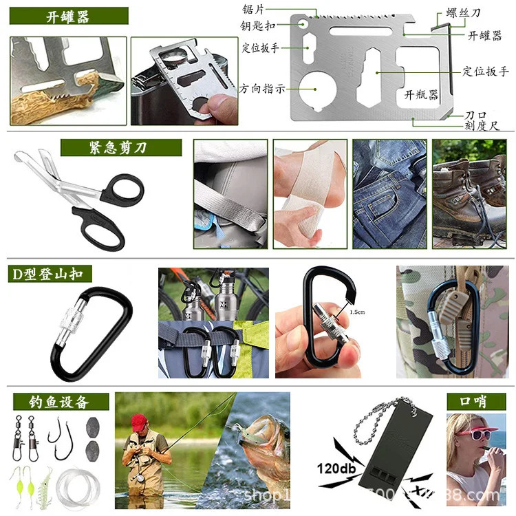 34-Piece Emergency Survival Kit – Outdoor Tactical Gear Bag
