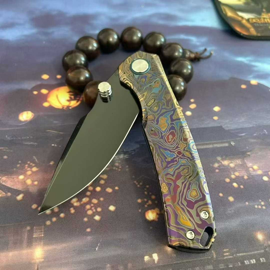 8.5'' New VG10 Blade Full T4C Titanium Handle  Camping  Folding Knife VTF63