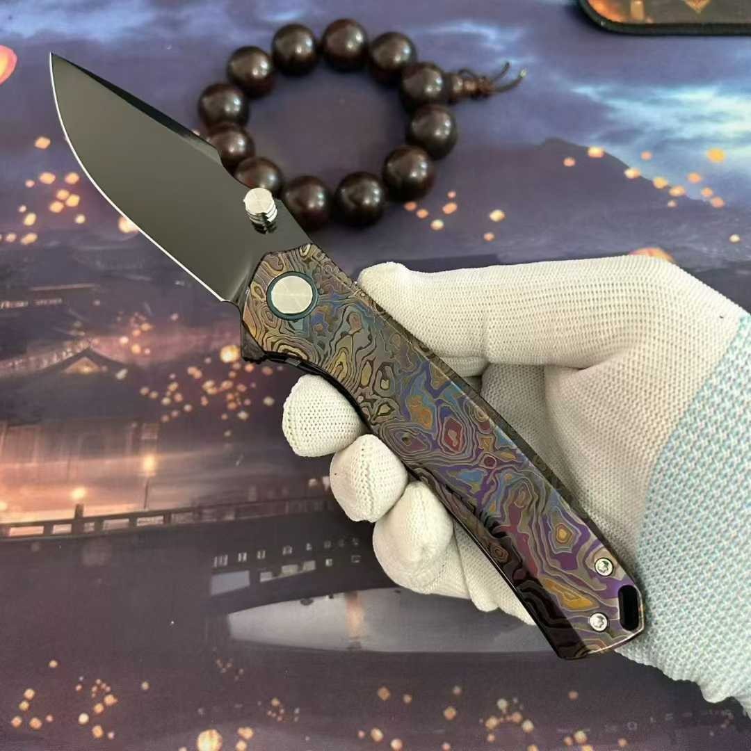 8.5'' New VG10 Blade Full T4C Titanium Handle  Camping  Folding Knife VTF63