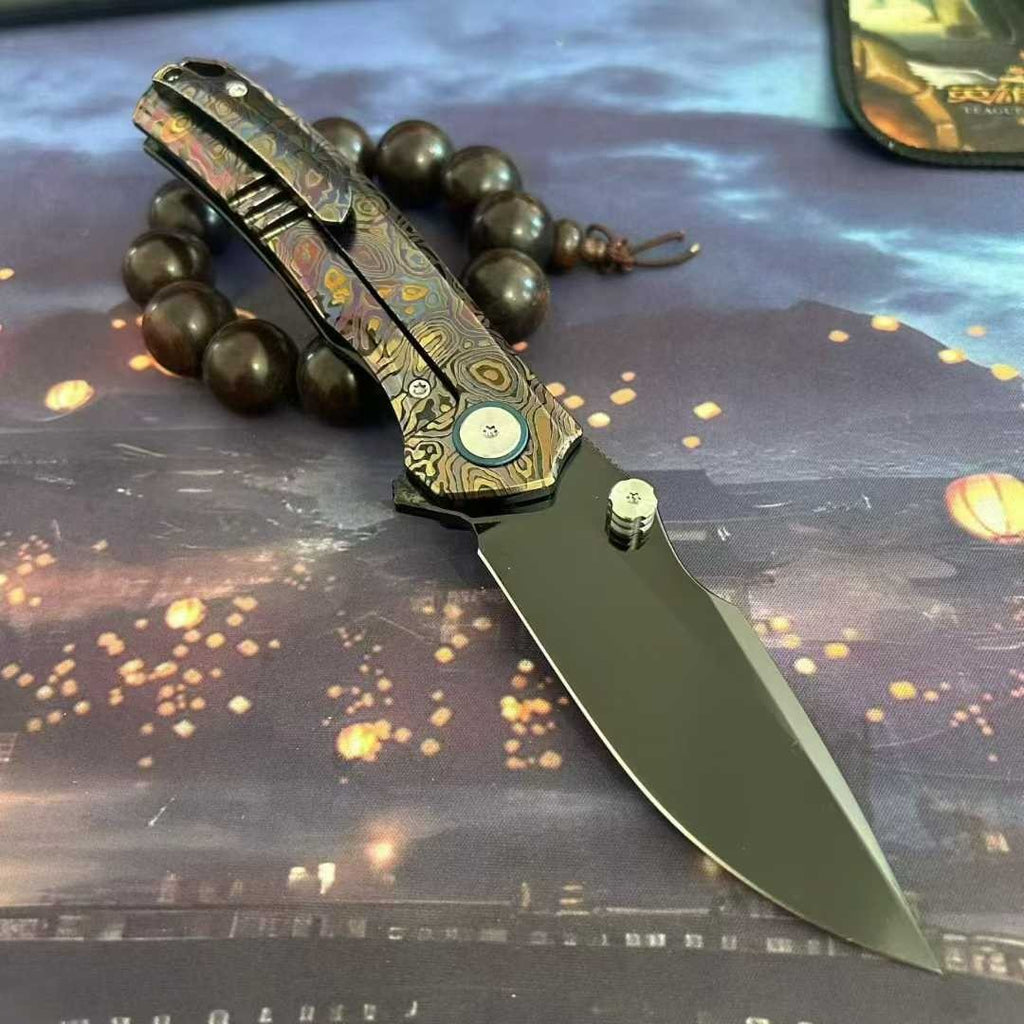 8.5'' New VG10 Blade Full T4C Titanium Handle  Camping  Folding Knife VTF63