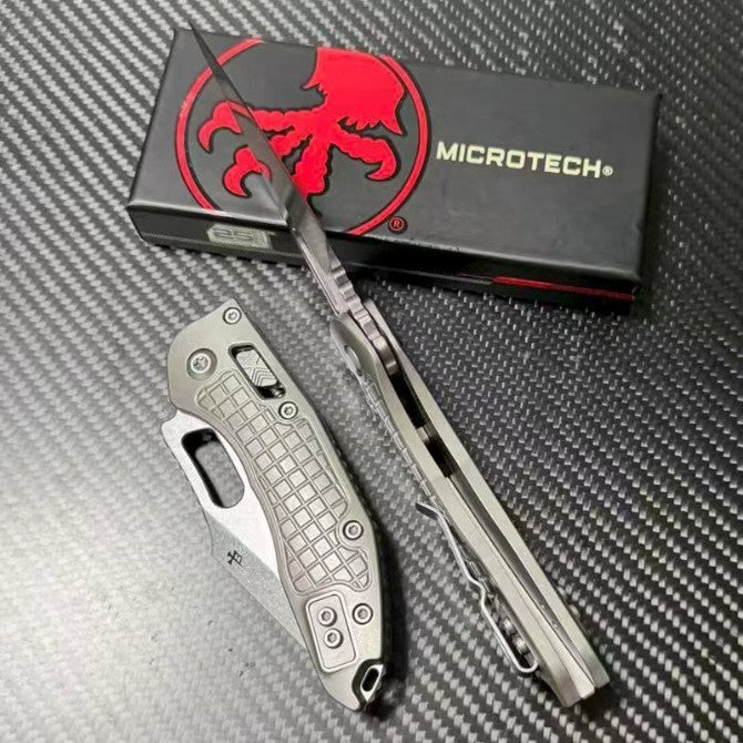 8.5'' New Stone Wash M390 Blade Full T4C Titanium Handle  Folding Knife VTF64