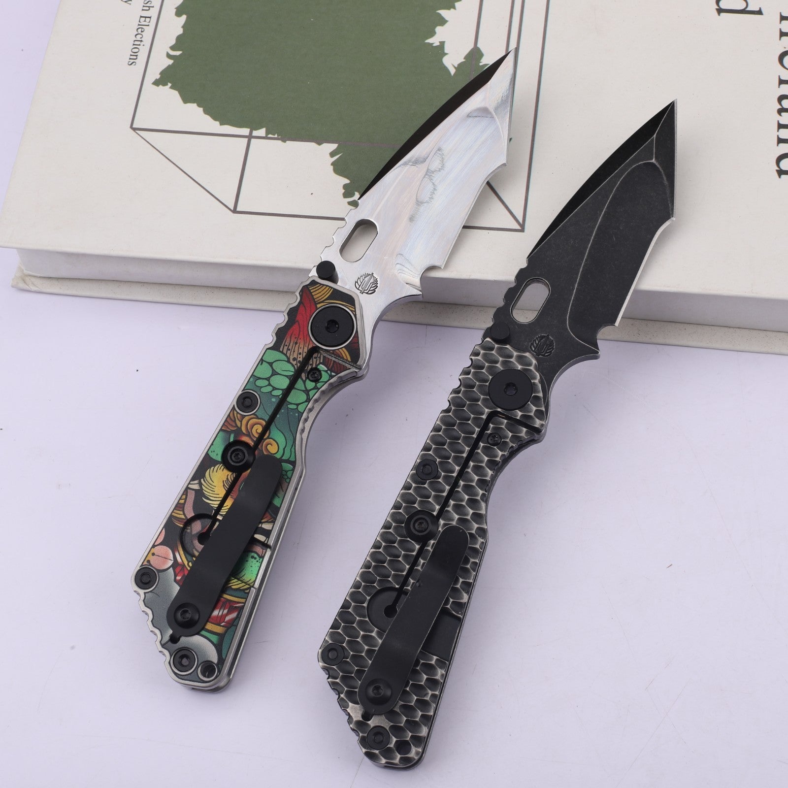 8'' New Mirror Light D2 Blade Full Full T4C Titanium Handle  Folding Camping Knife DF174