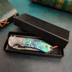 8'' New  Opening Shell Handle VG10 Damascus Blade Pocket Folding Tool VTF45