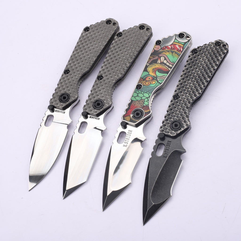8'' New Mirror Light D2 Blade Full Full T4C Titanium Handle  Folding Camping Knife DF174