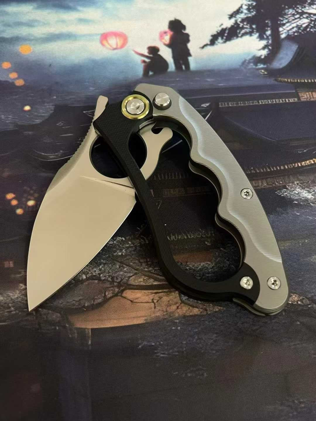 New Manual Folding Knife D2 Steel Blade T4C Alloy + G10 Handle PocketKnife