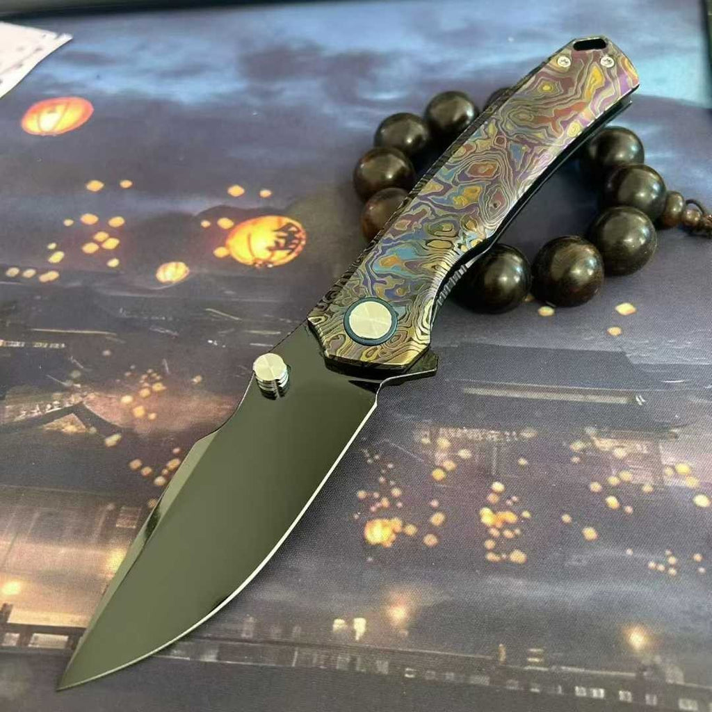 8.5'' New VG10 Blade Full T4C Titanium Handle  Camping  Folding Knife VTF63