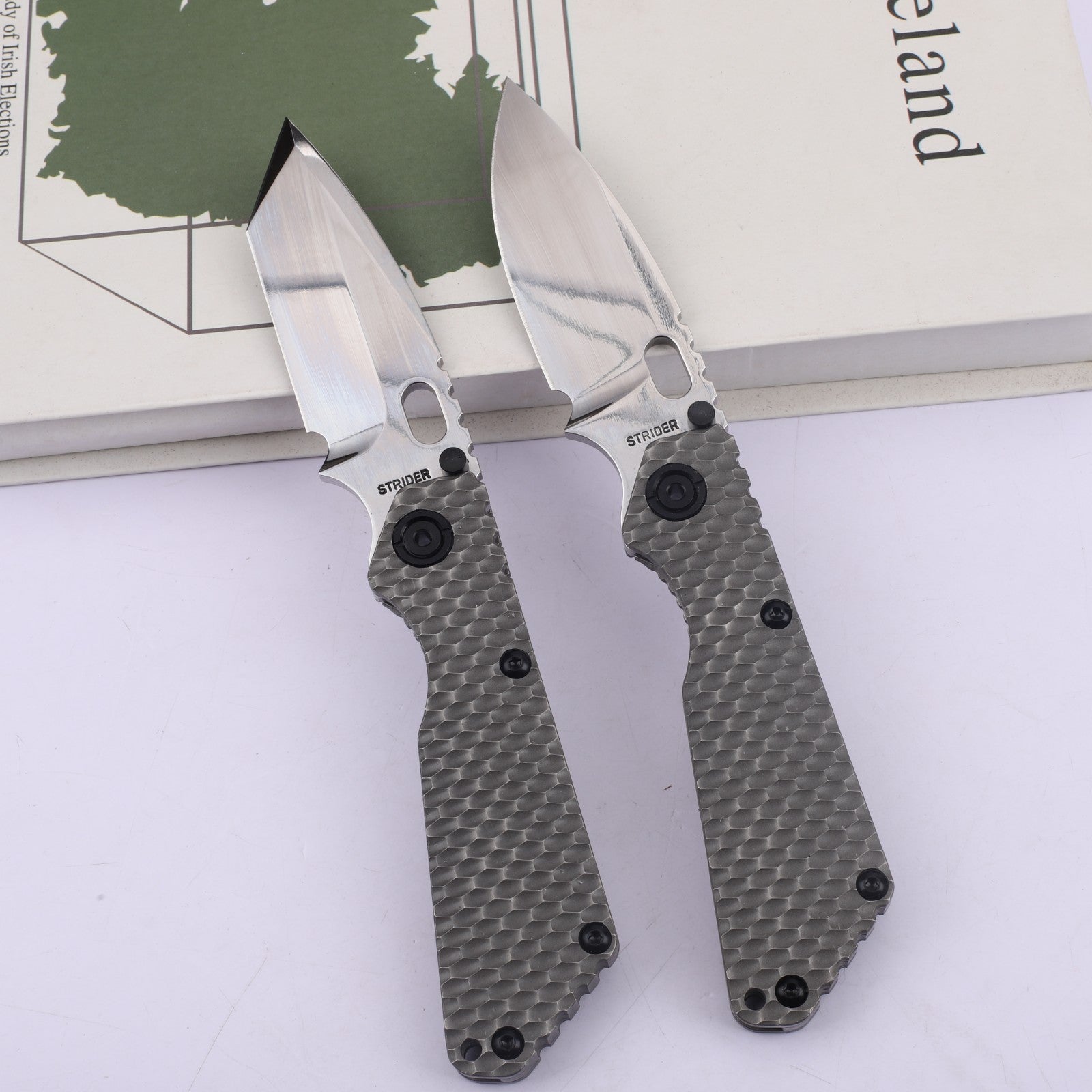 8'' New Mirror Light D2 Blade Full Full T4C Titanium Handle  Folding Camping Knife DF174