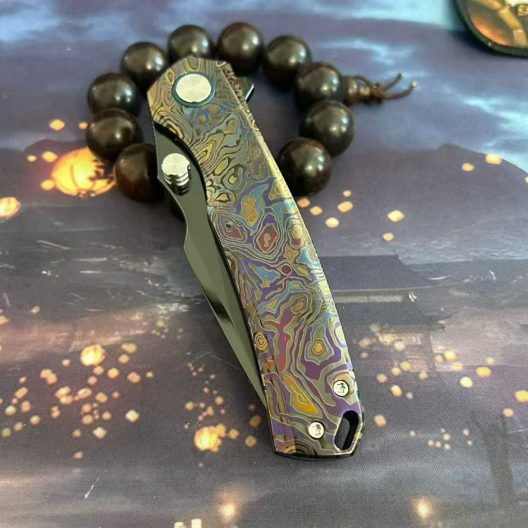 8.5'' New VG10 Blade Full T4C Titanium Handle  Camping  Folding Knife VTF63