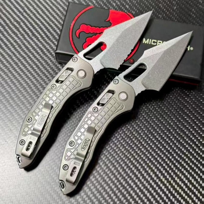 8.5'' New Stone Wash M390 Blade Full T4C Titanium Handle  Folding Knife VTF64